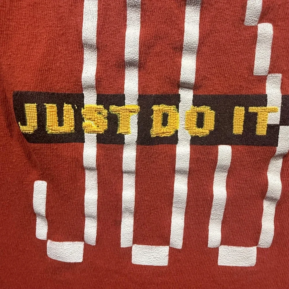 Vintage Nike Shirt Mens XL Orange Just Do It Stacked Graphic Made USA‎ 90s